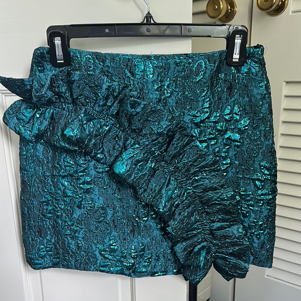 metallic ruffle zara mini skirt